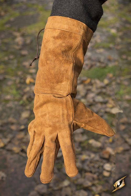 Leather Gloves, Suede, Brown