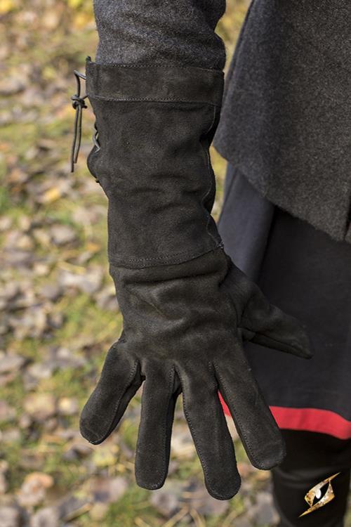 Leather Gloves, Suede, Black